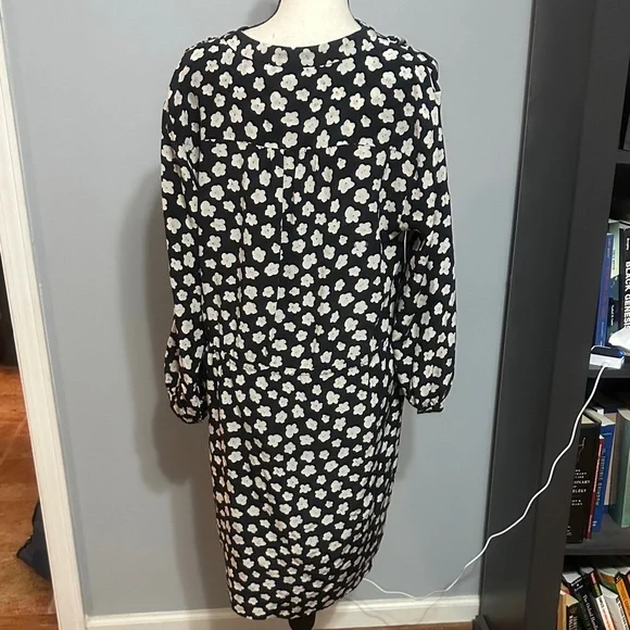 🏈FINAL DROP🏈 Kate Spade Black and White Floral Dress L Large - Picture 4 of 4